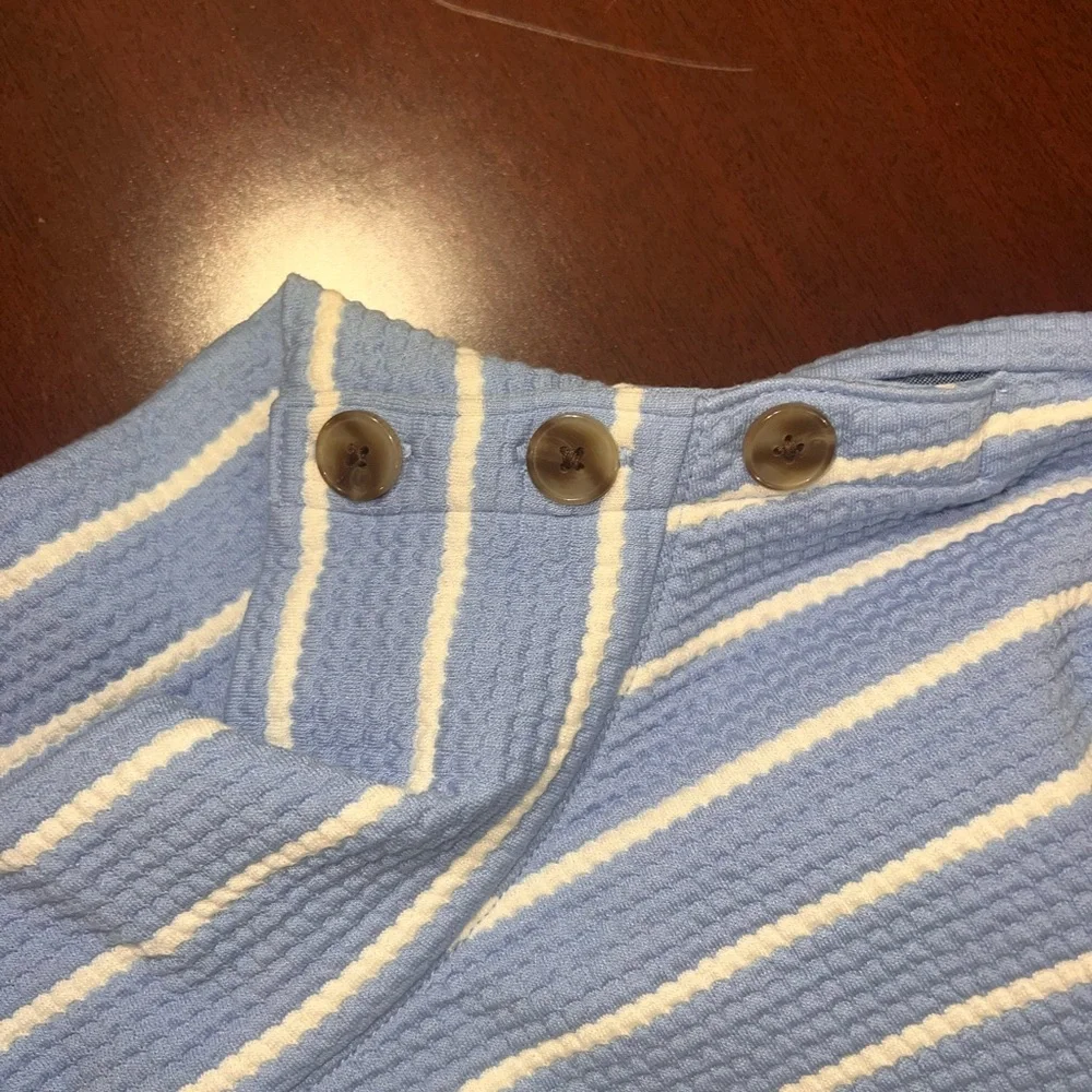 Talbots BUTTON MOCKNECK PULLOVER - MARIN STRIPE - Picture 4 of 5